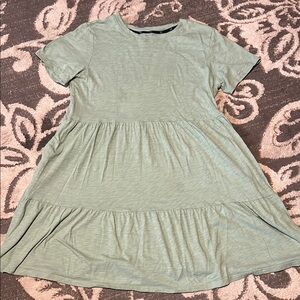 GAP Green Tiered Sundress with Short Sleeves has pockets knit dress